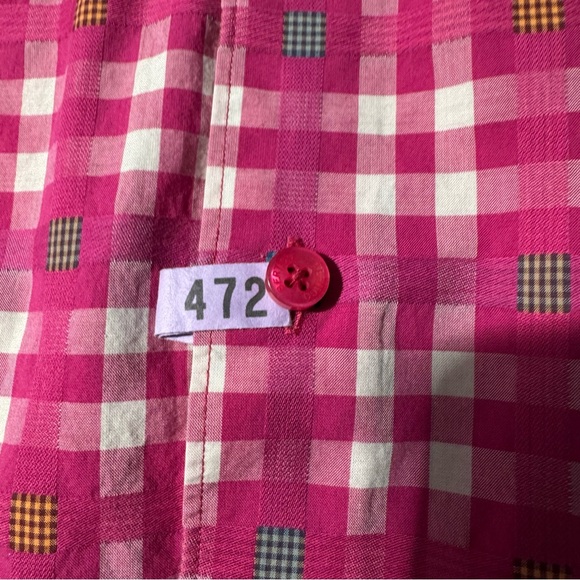 Bertigo Pink Gingham Button-Up Shirt | Flip Cuff Detail | Approx. 2XL - Picture 7 of 15